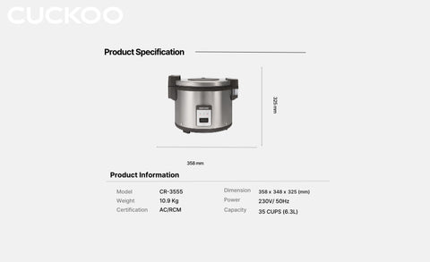 CUCKOO 35-Cup Commercial Rice Cooker (CR-3555) - CUCKOO AUSTRALIA
